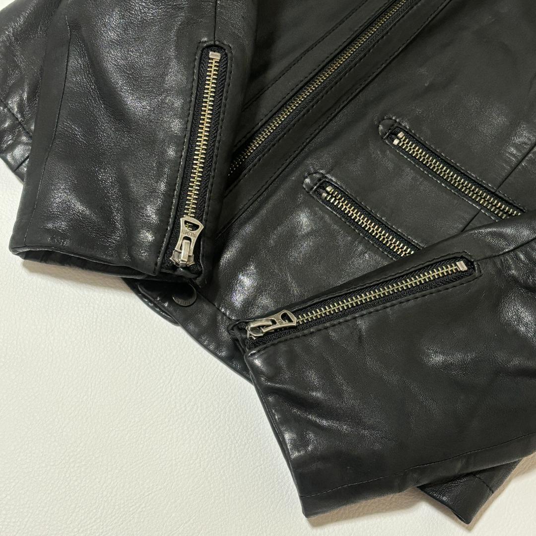 【希少】ポールスミス ライダースジャケット 羊革 ノーカラー L シングル