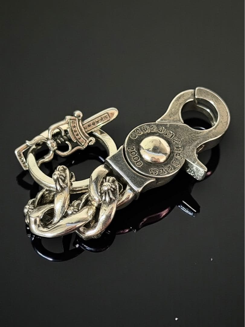 フック式 キーホルダー ダガーチャーム フローラルチェーン シルバー キーリング