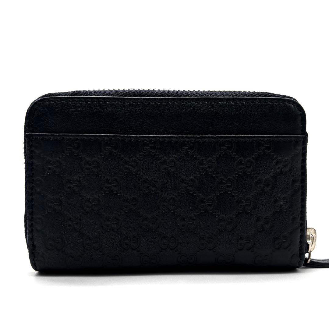 極美品 グッチ ケース マイクロシマレザー 小銭入れ GG ダークネイビー