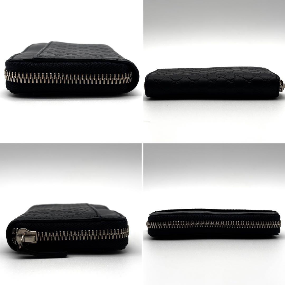 極美品 グッチ ケース マイクロシマレザー 小銭入れ GG ダークネイビー