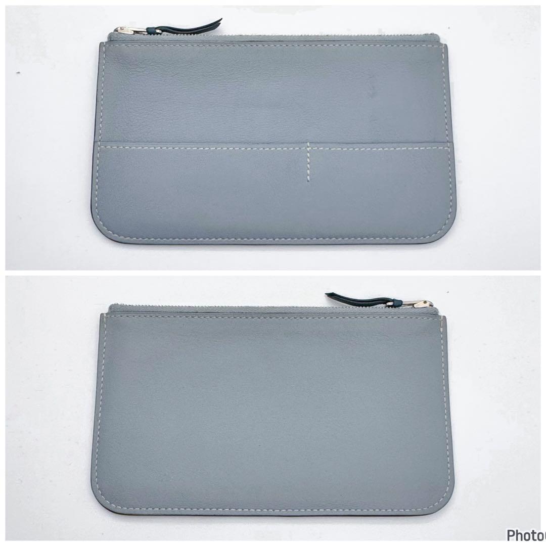 くま　エルメス✨ドゴン　GM デュオ✨ブルー　バイカラー✨二つ折り長財布