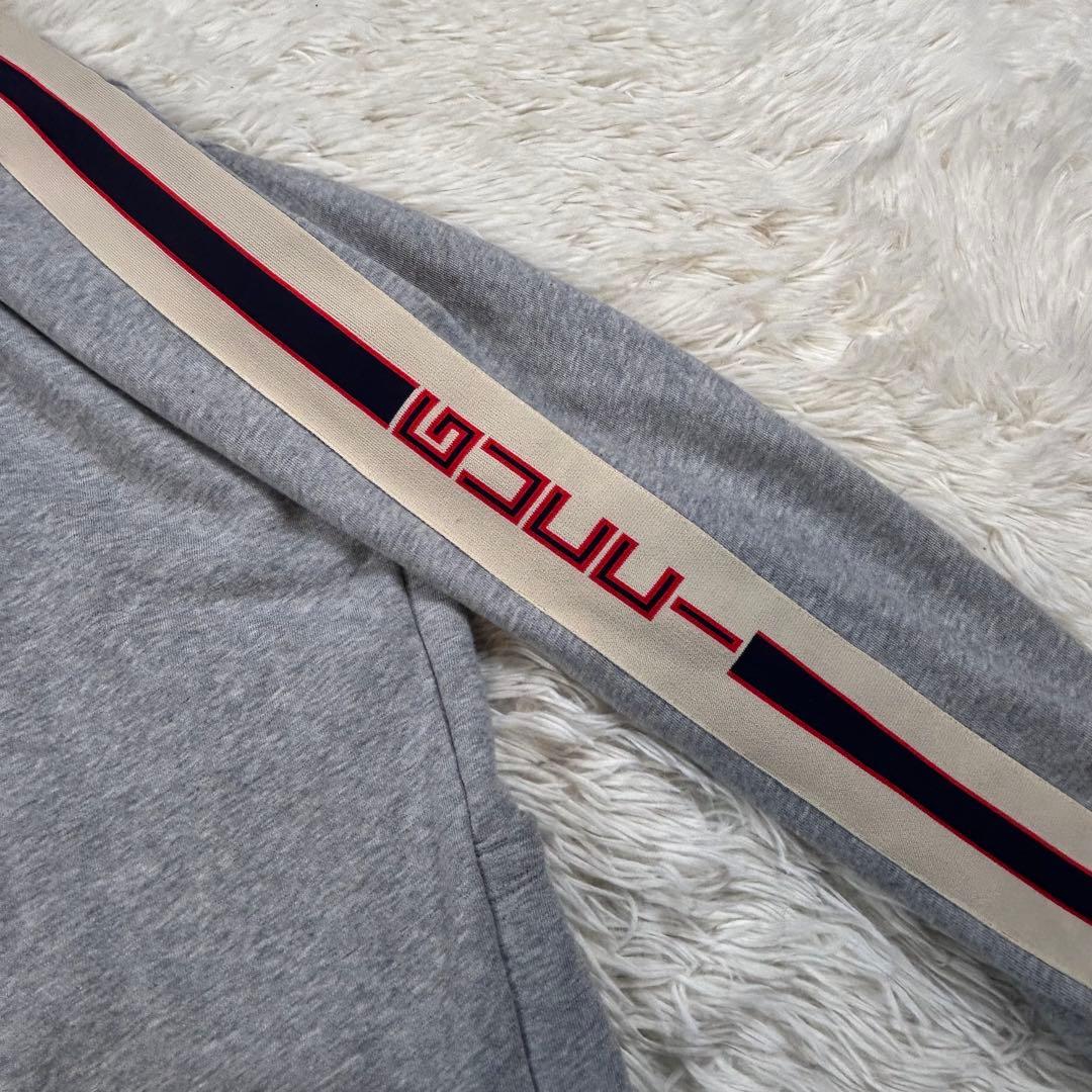 【希少XL/極美品】グッチ サイドロゴテープ ジップパーカー グレー イタリア製