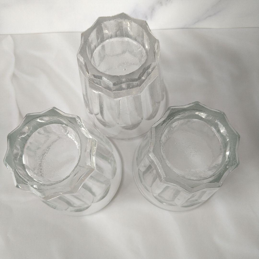 【貴重】大正　昭和　レトロ　剣先コップ　剣先グラス　気泡　3点セット　レア