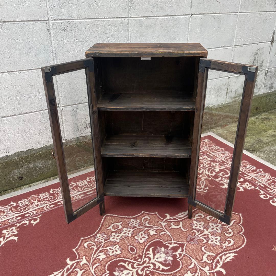 古材 木製キャビネット 整理棚 収納棚 アンティークデザイン 木製家具