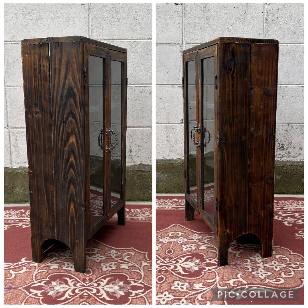 古材 木製キャビネット 整理棚 収納棚 アンティークデザイン 木製家具