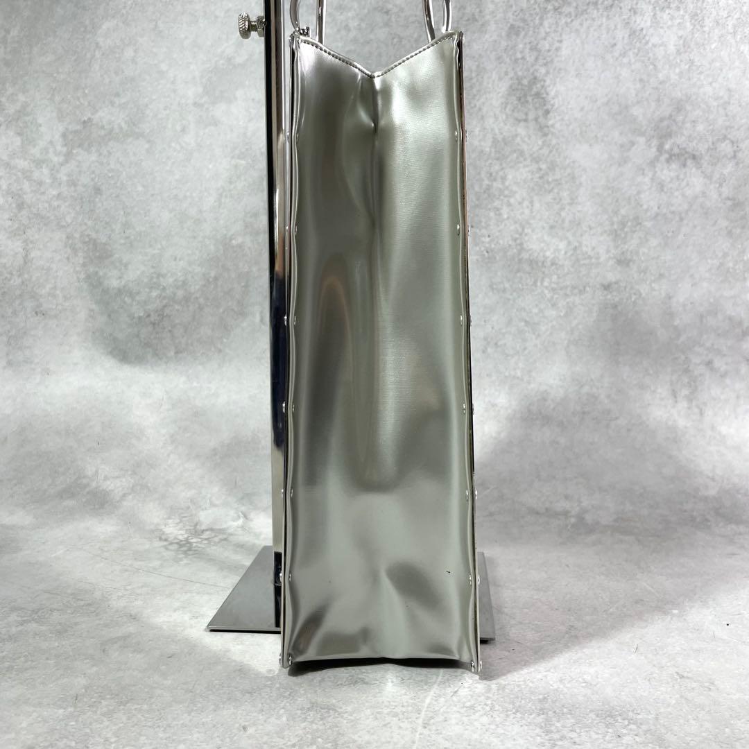 入手困難✨ ヨウジヤマモト ミラーバック ハンドバッグ ロゴ刻印 シルバー