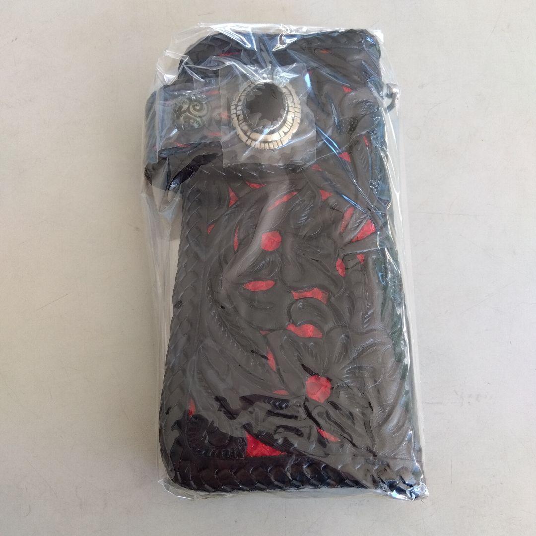 カウレザー　カービング　バイカー　ウォレット長財布