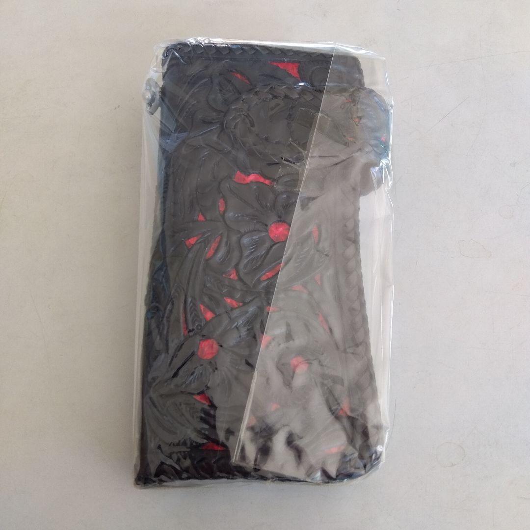 カウレザー　カービング　バイカー　ウォレット長財布