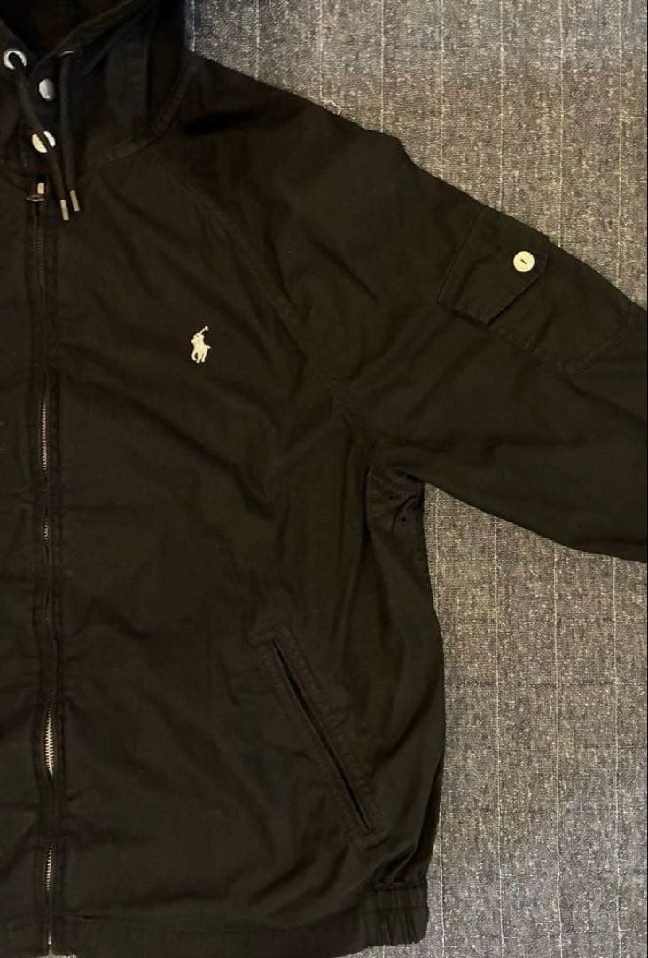 ラルフローレン フーデッド　ジップアップジャケット　ブラック　白ポニー　現行