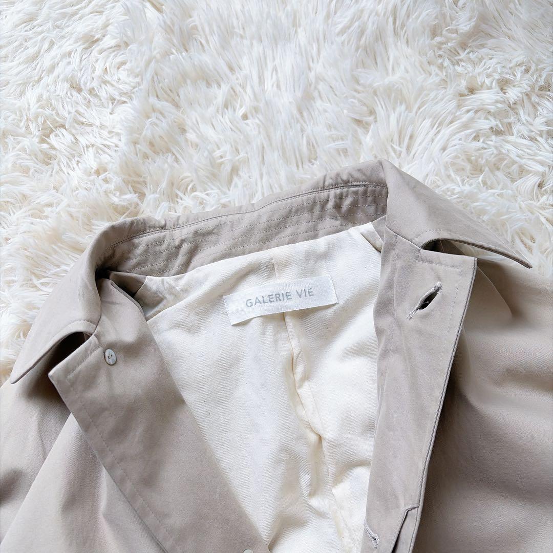 ギャルリーヴィー　パウダーコットンツイルダウンステンカラーコート　ベージュ　36