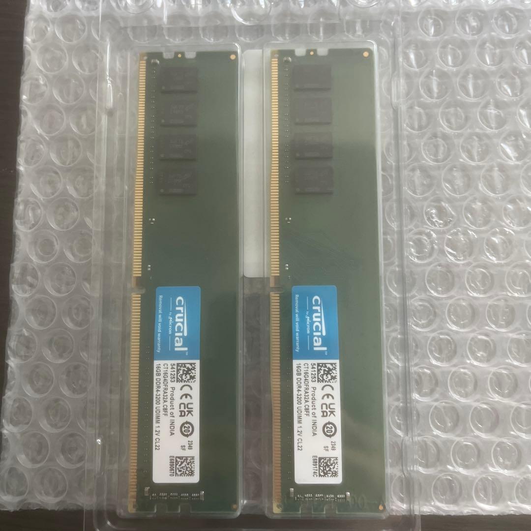 【未使用品】Crucial 32GB (2x16GB) DDR4 3200MHz