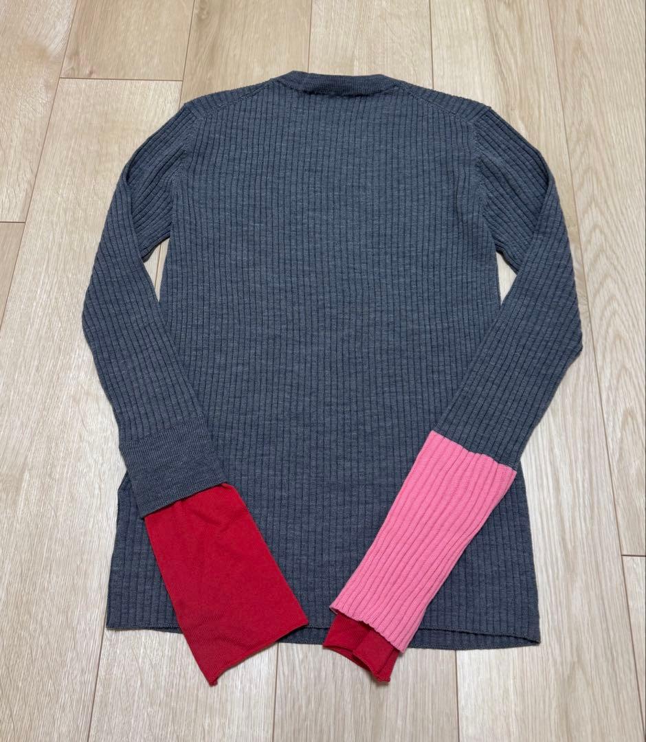 エンフォルド ニット グレー ピンク LAYERD RIB PULLOVER