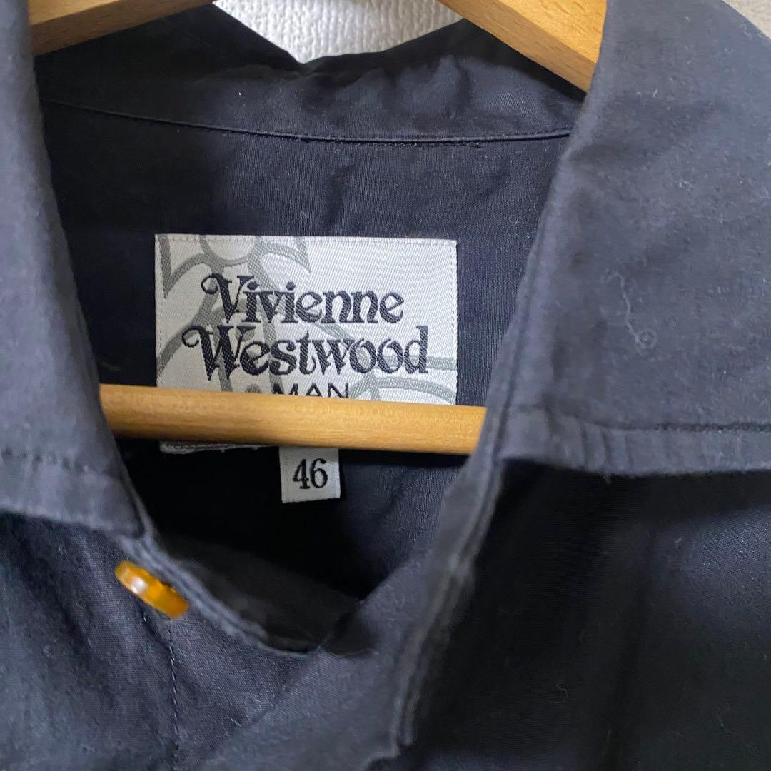 Vivienne Westwood オーブ刺繍　ブラック長袖シャツ 46 5分丈