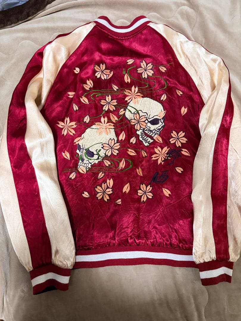 ２面用 Pin-Ball スカル 桜 日本限定スカジャン vintageレーヨン