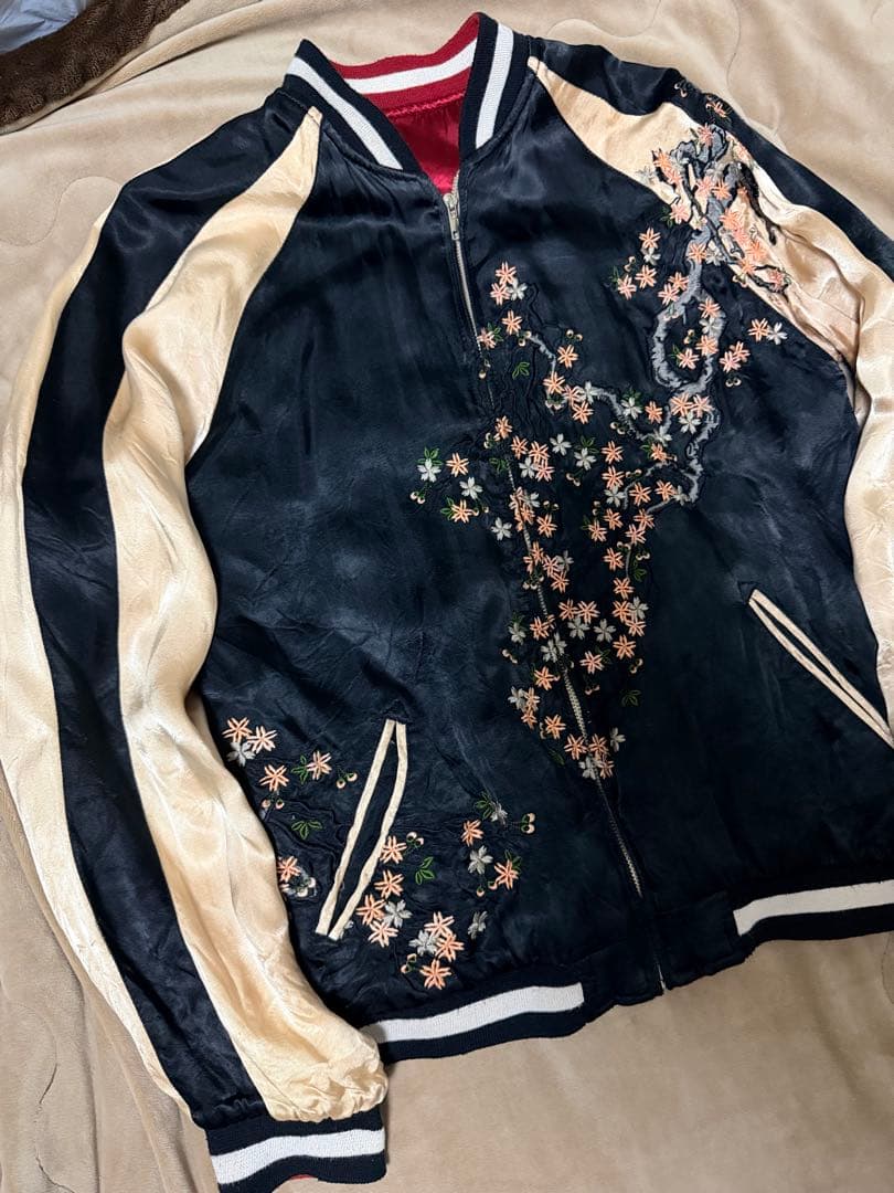 ２面用 Pin-Ball スカル 桜 日本限定スカジャン vintageレーヨン