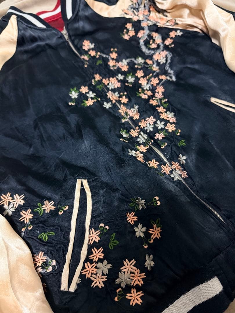 ２面用 Pin-Ball スカル 桜 日本限定スカジャン vintageレーヨン