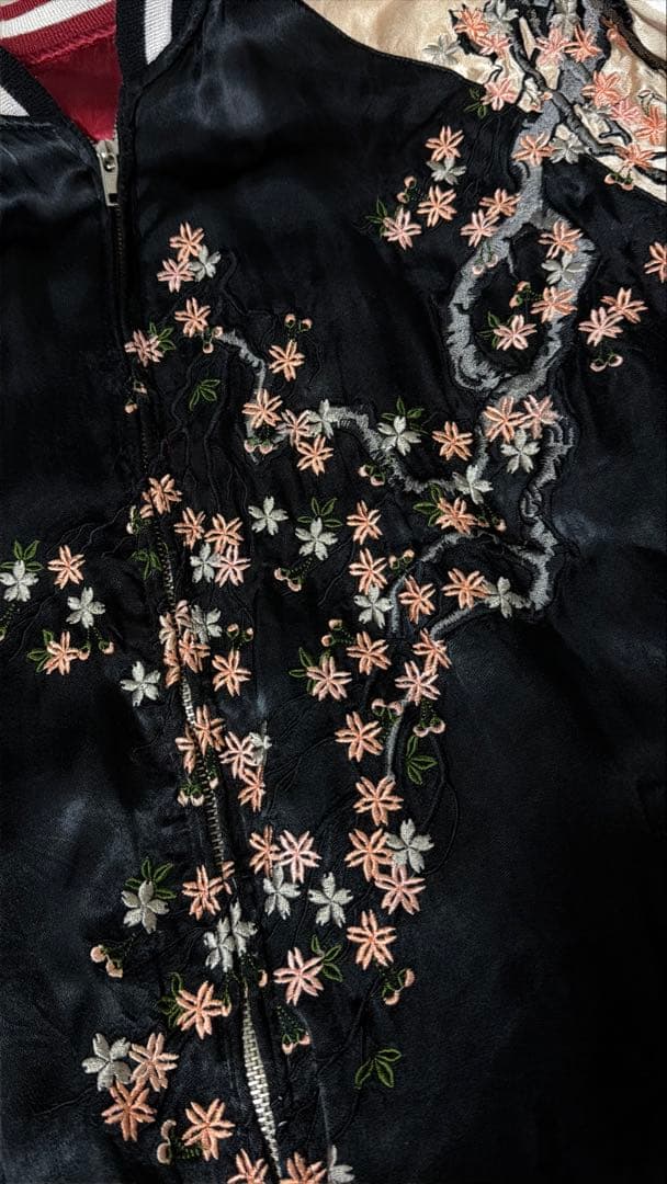 ２面用 Pin-Ball スカル 桜 日本限定スカジャン vintageレーヨン