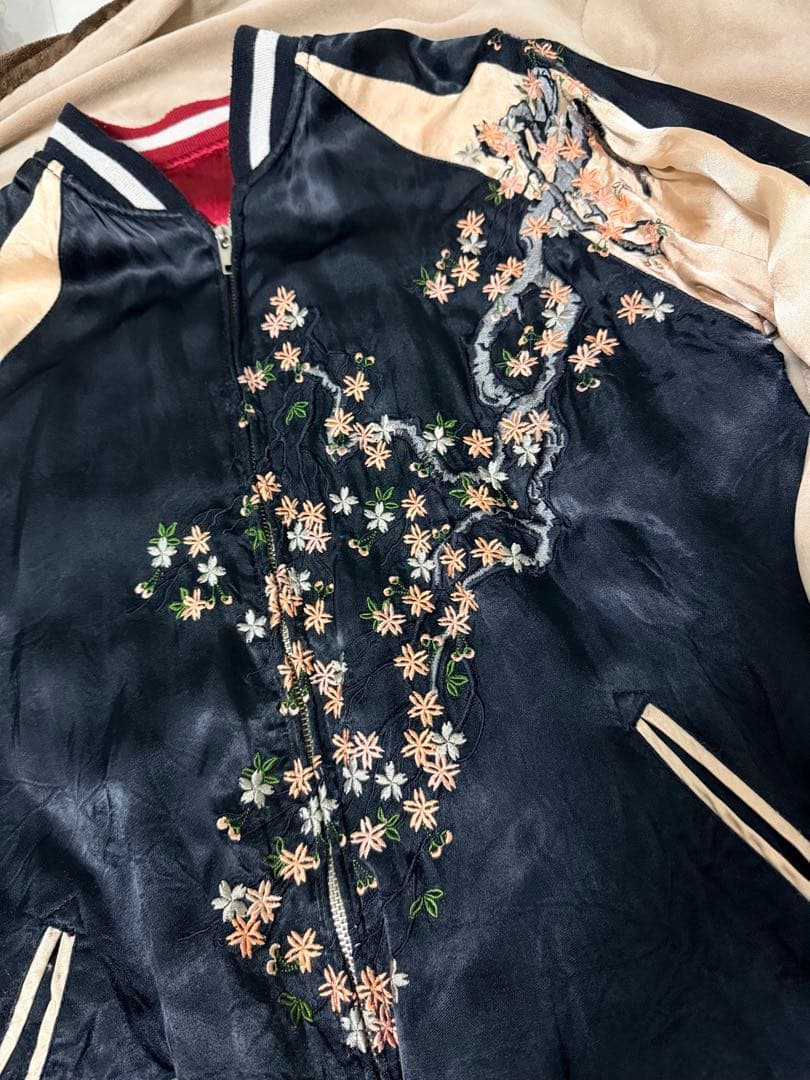 ２面用 Pin-Ball スカル 桜 日本限定スカジャン vintageレーヨン