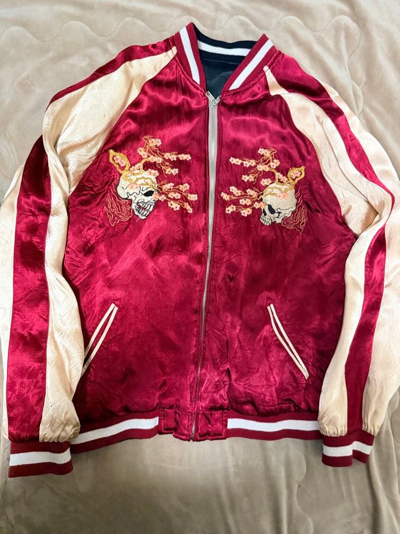 ２面用 Pin-Ball スカル 桜 日本限定スカジャン vintageレーヨン