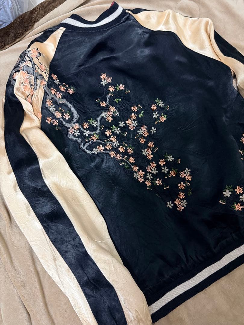 ２面用 Pin-Ball スカル 桜 日本限定スカジャン vintageレーヨン