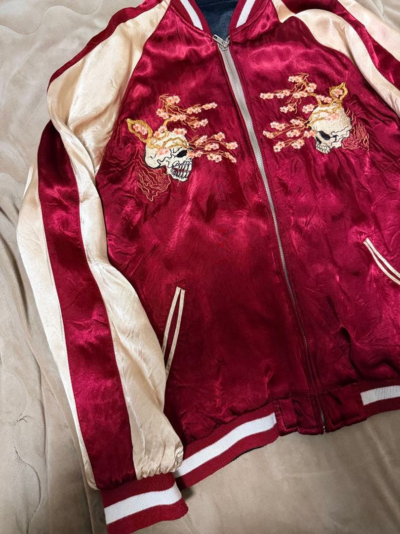 ２面用 Pin-Ball スカル 桜 日本限定スカジャン vintageレーヨン