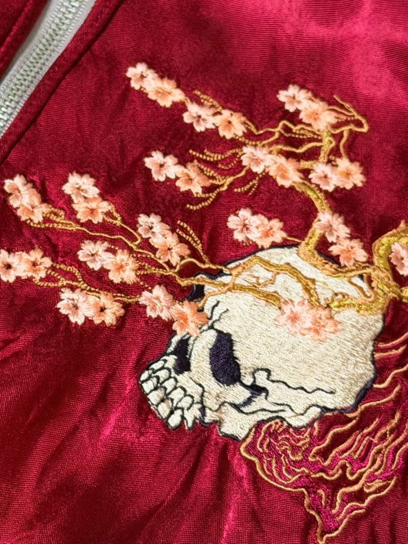 ２面用 Pin-Ball スカル 桜 日本限定スカジャン vintageレーヨン