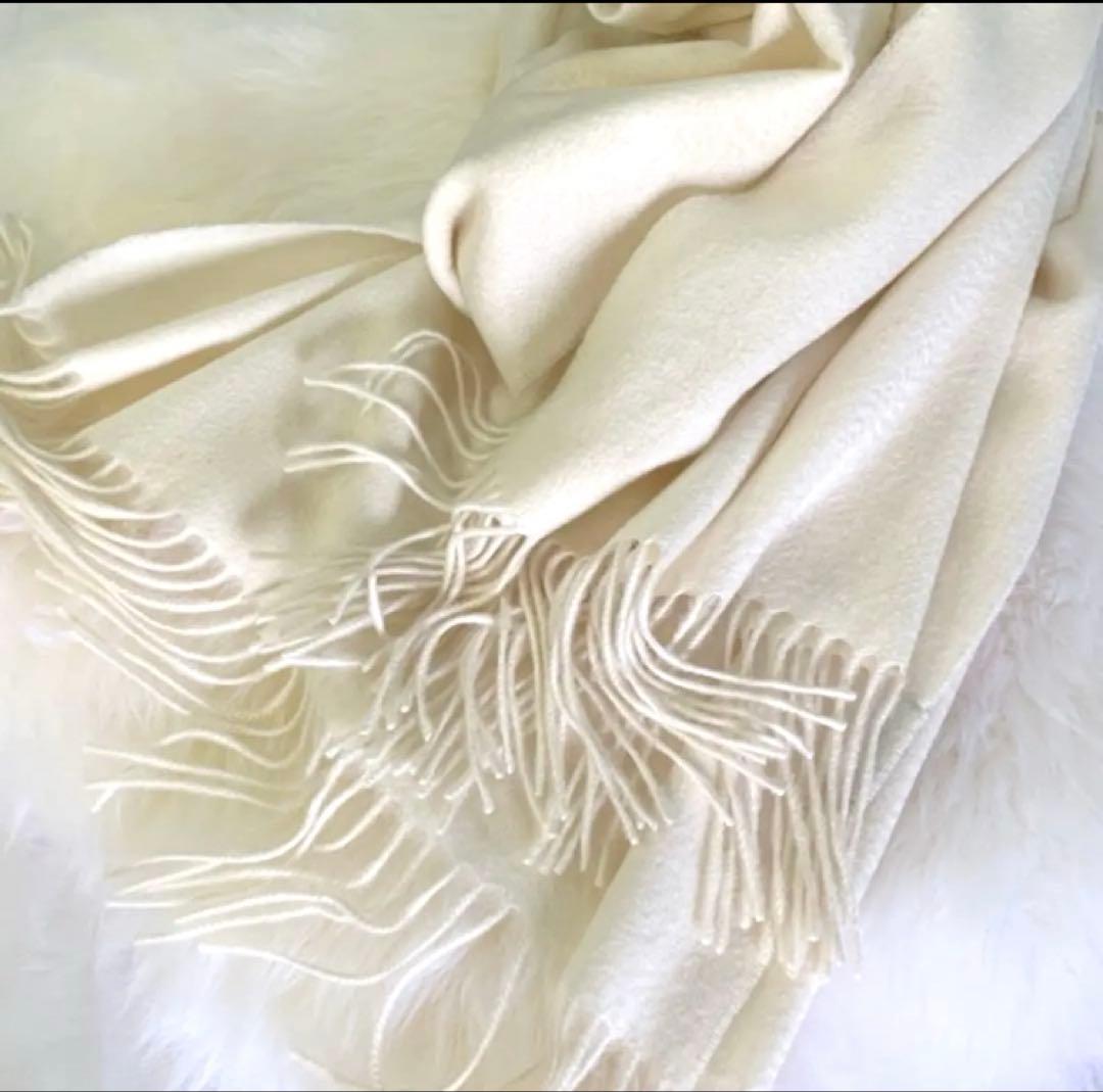 極上カシミヤ100%☆大判 ストール☆ ミルキーホワイト