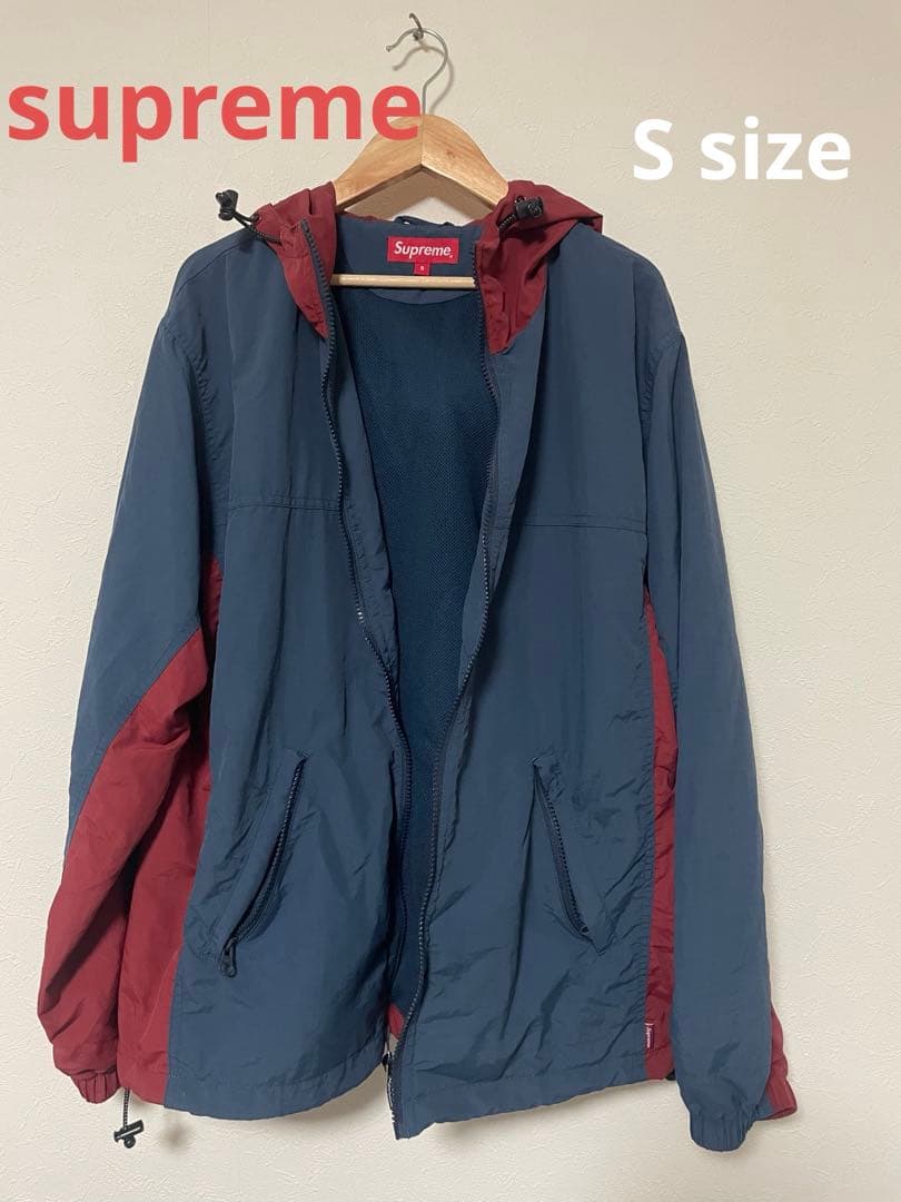 C*i様 Supreme フード付きナイロンジャケット S 青/赤