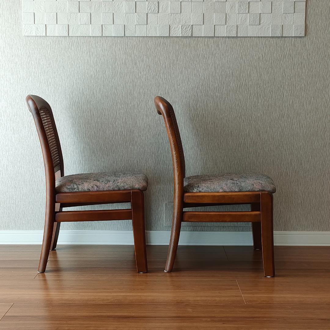 カリモク　ダイニングチェア　ラタンバック　2脚セット