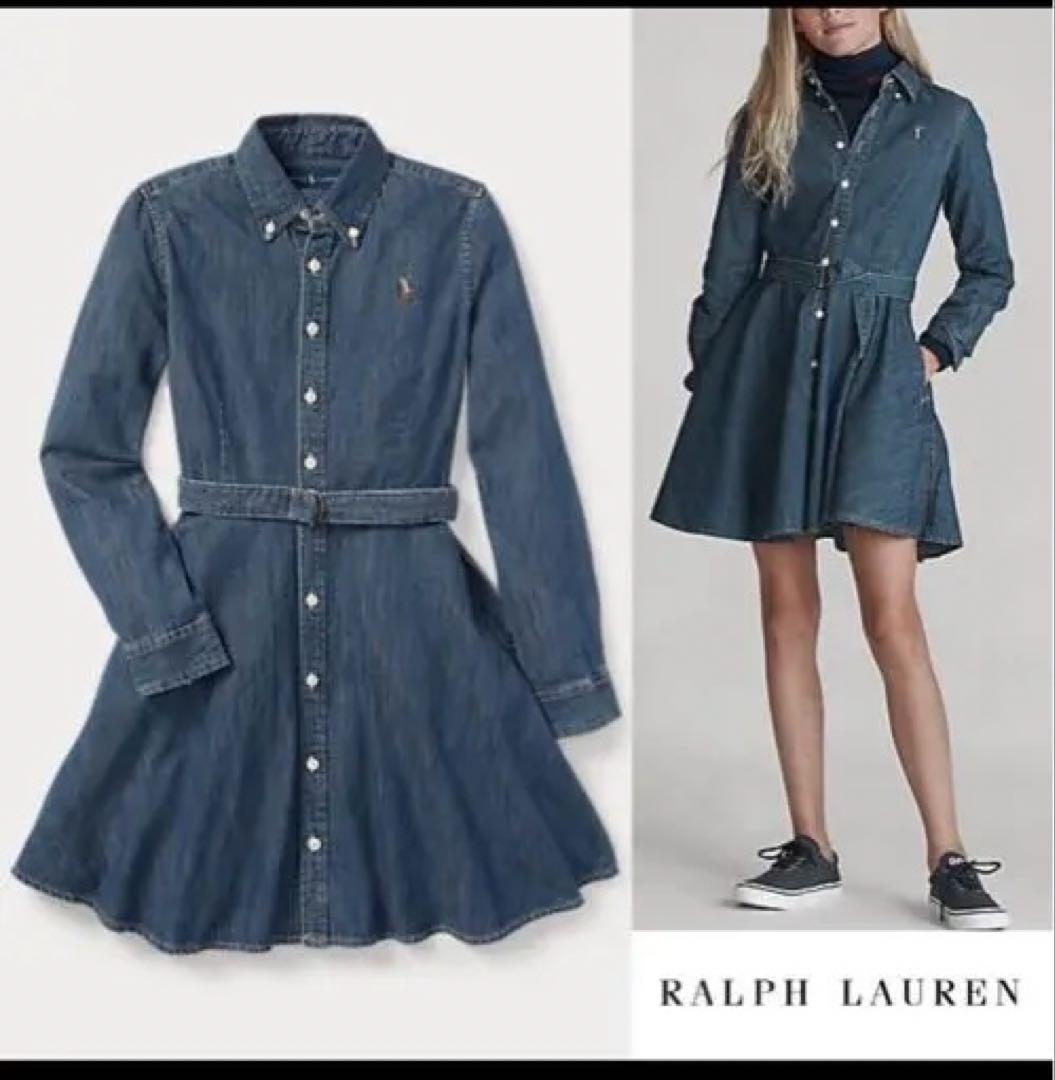 新品　RALPH LAUREN★ベルテッド コットン デニム シャツドレス160