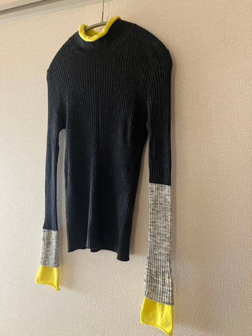 enfold キャッシュタッチハイネックリブバイカラープルオーバー