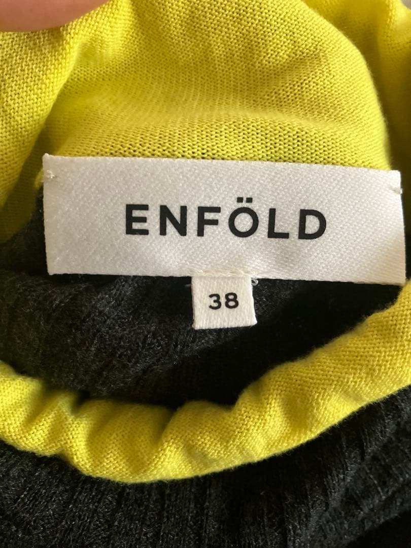 enfold キャッシュタッチハイネックリブバイカラープルオーバー
