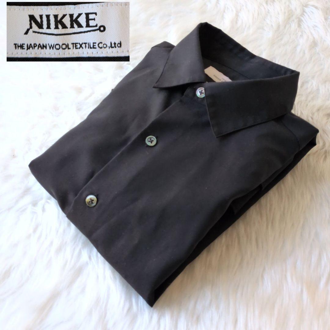 ✨完売品✨NIKKE生地★ブラック★無地★シャツ★長袖★ウール★M★アローズ
