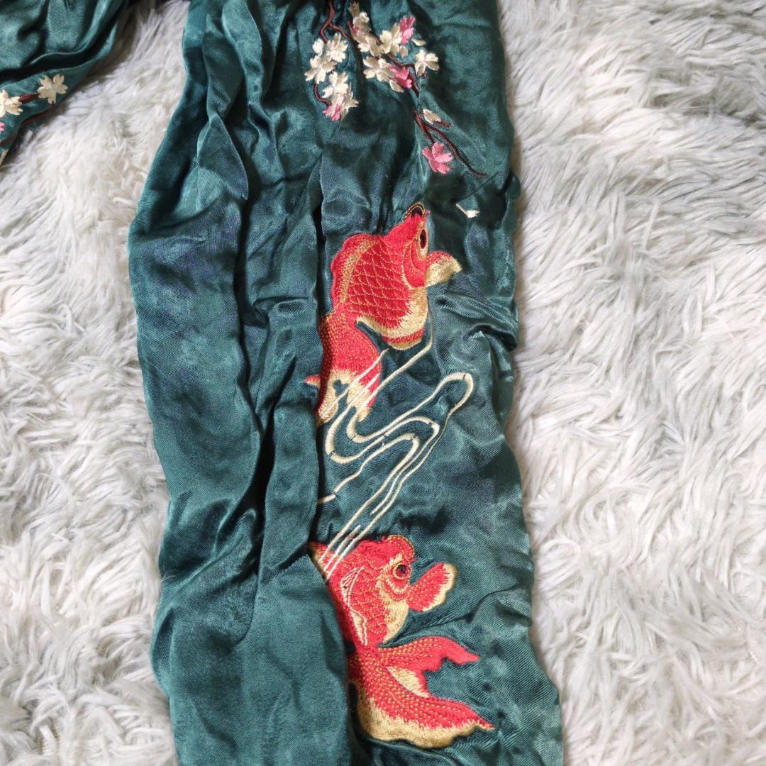 【花旅楽団】XL☆和柄スカジャン☆桜金魚鉢柄☆刺繍☆リバーシブル