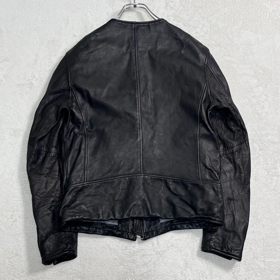 『アボンタージ』レザージャケット ノーカラー ダブルジップアップ ブラック