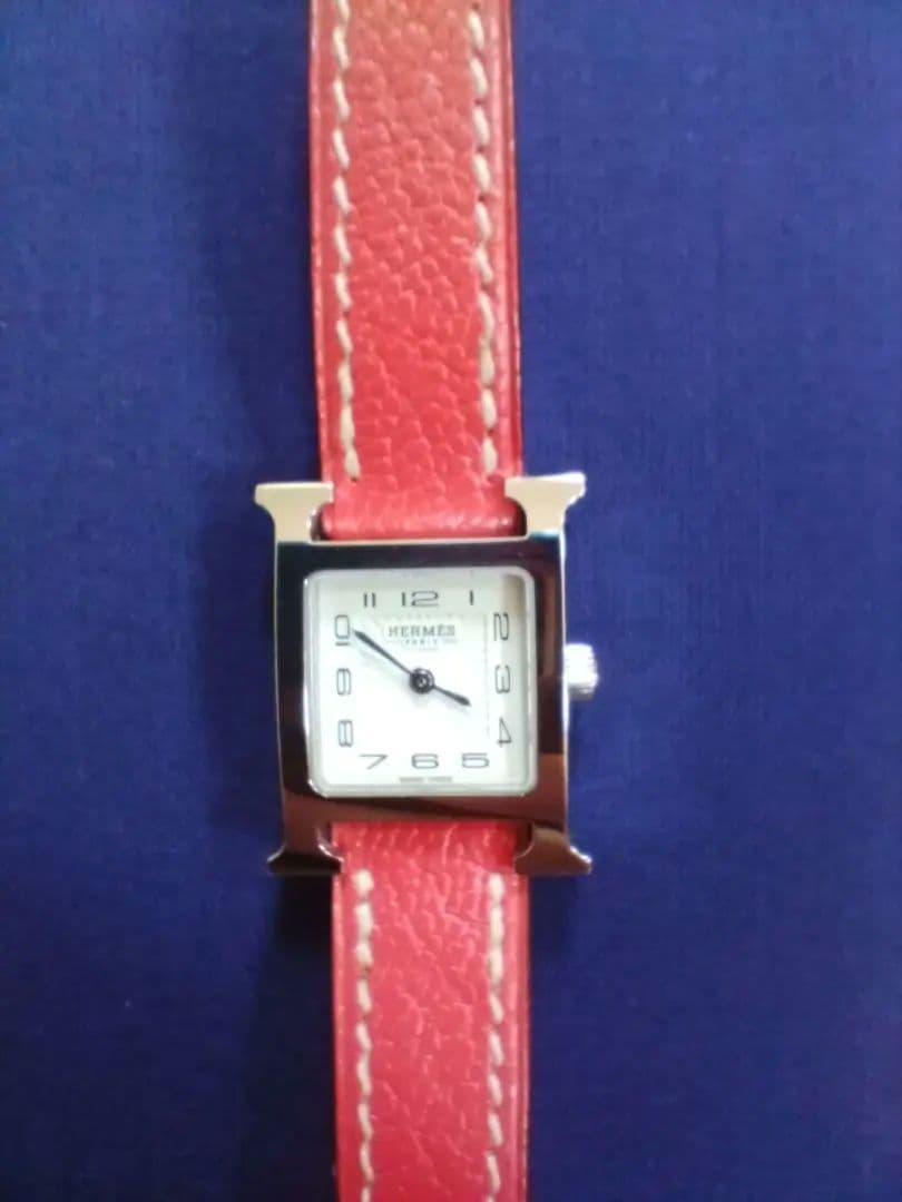 エルメス ★Hウォッチ★レッドレザー
