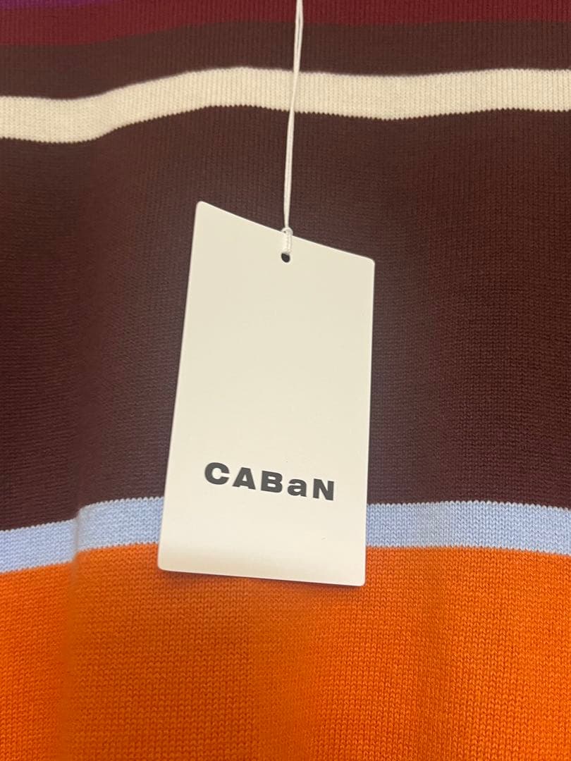 キャバン　コットンカシミヤ マルチボーダークルーネックプルオーバー　ブラウン系