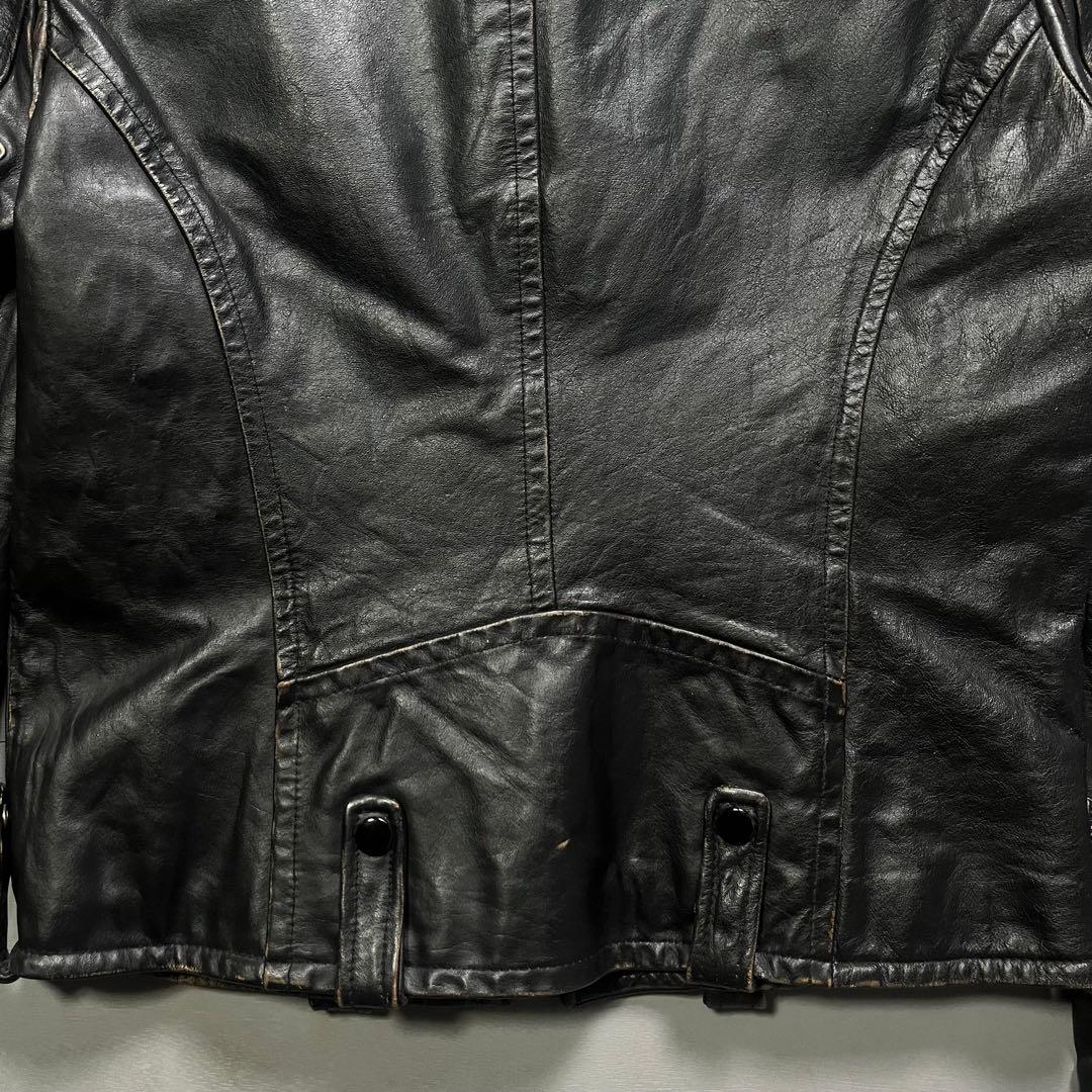 Schott シングルライダースジャケット　牛革　オールレザー　ステッチ　黒　S