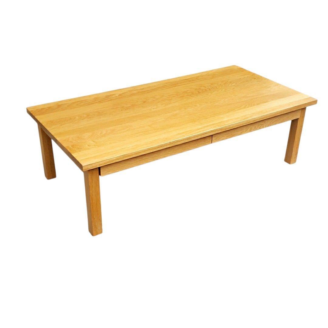 無印良品 木製ローテーブル 引出付 オーク材 ナチュラル 無垢材 文机 デスク