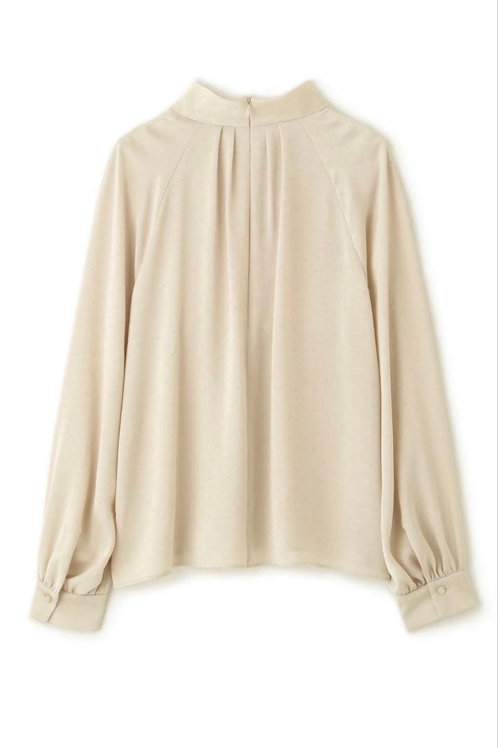 ピンキーアンドダイアン◆ギャザーネックドットジャガードブラウス ベージュ 38