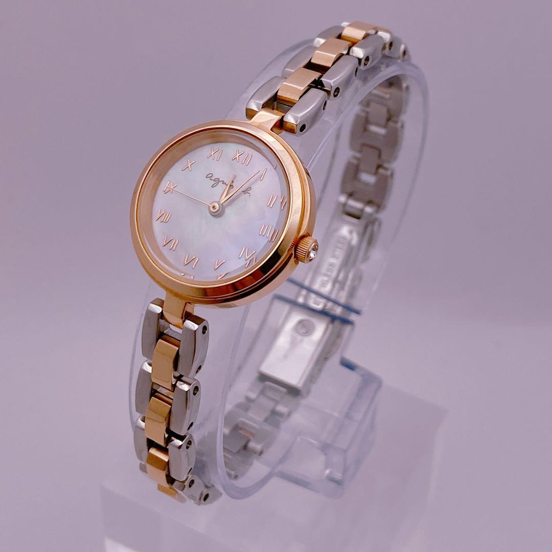 【ふたこ】アニエスベー マルチェロ 　クォーツ デイト　ピンクゴールド