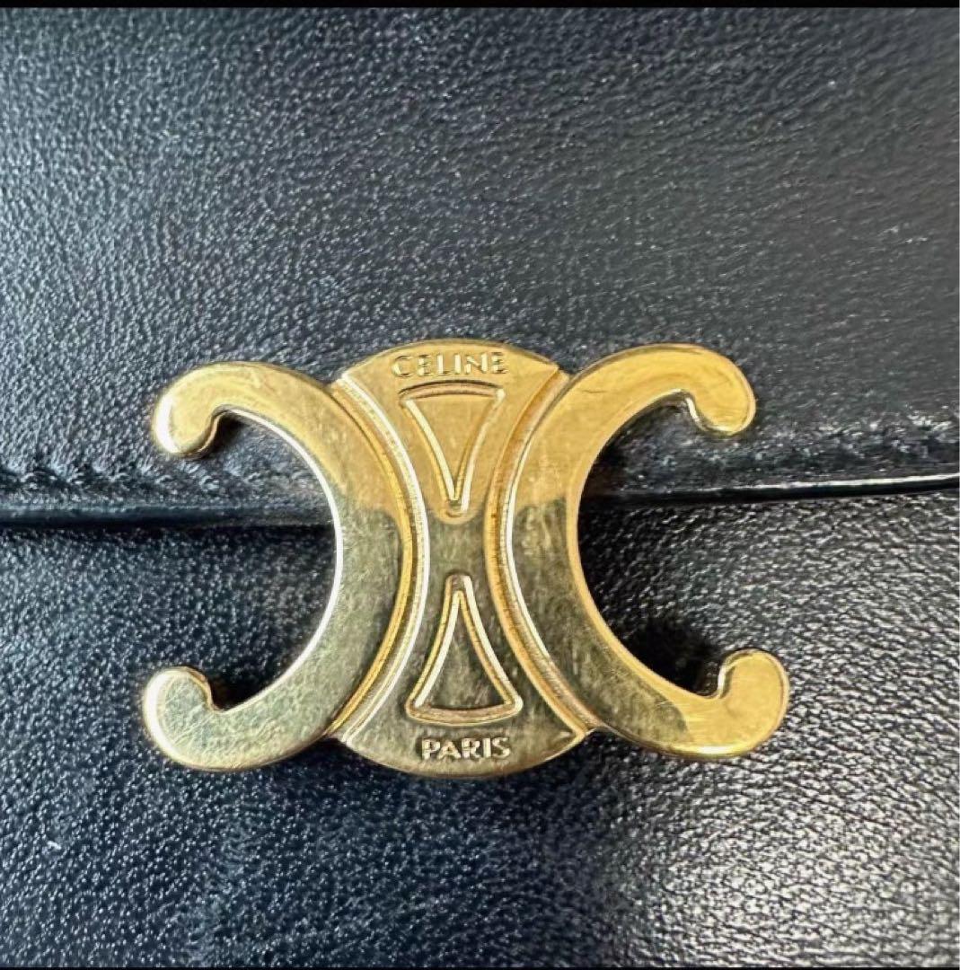 CELINE セリーヌ トリオンフ スモールウォレット三つ折り財布 ブラック☆