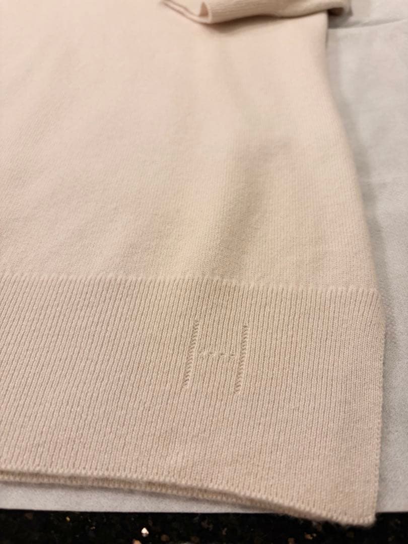 【極美品】エルメス 極上カシミヤ100％ アイボリー ニット 洗練デザイン 40