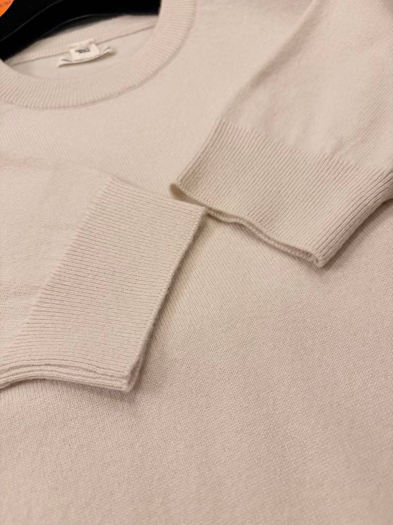 【極美品】エルメス 極上カシミヤ100％ アイボリー ニット 洗練デザイン 40