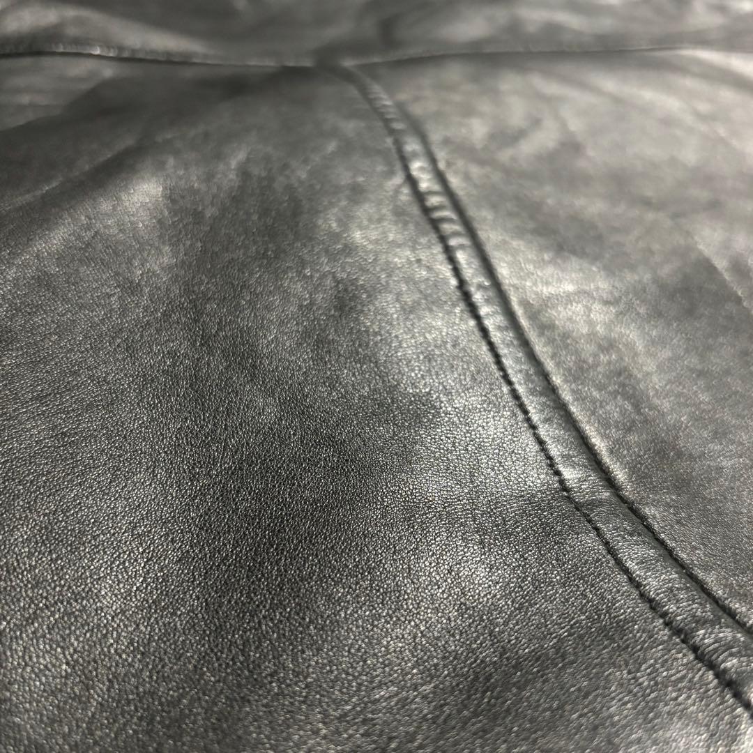 90s - GUESS レザージャケット　革ジャン　レザーカーコート　黒　羊革