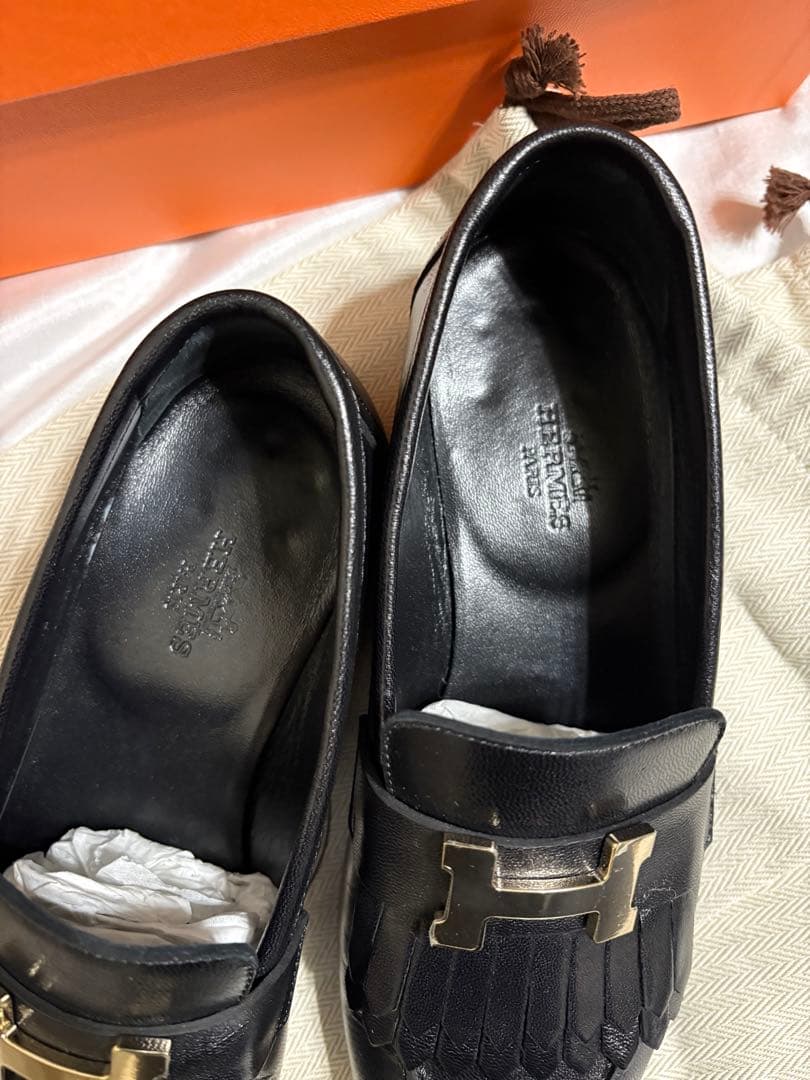 エルメス hermes 美品 モカシンロワイヤル 黒 35