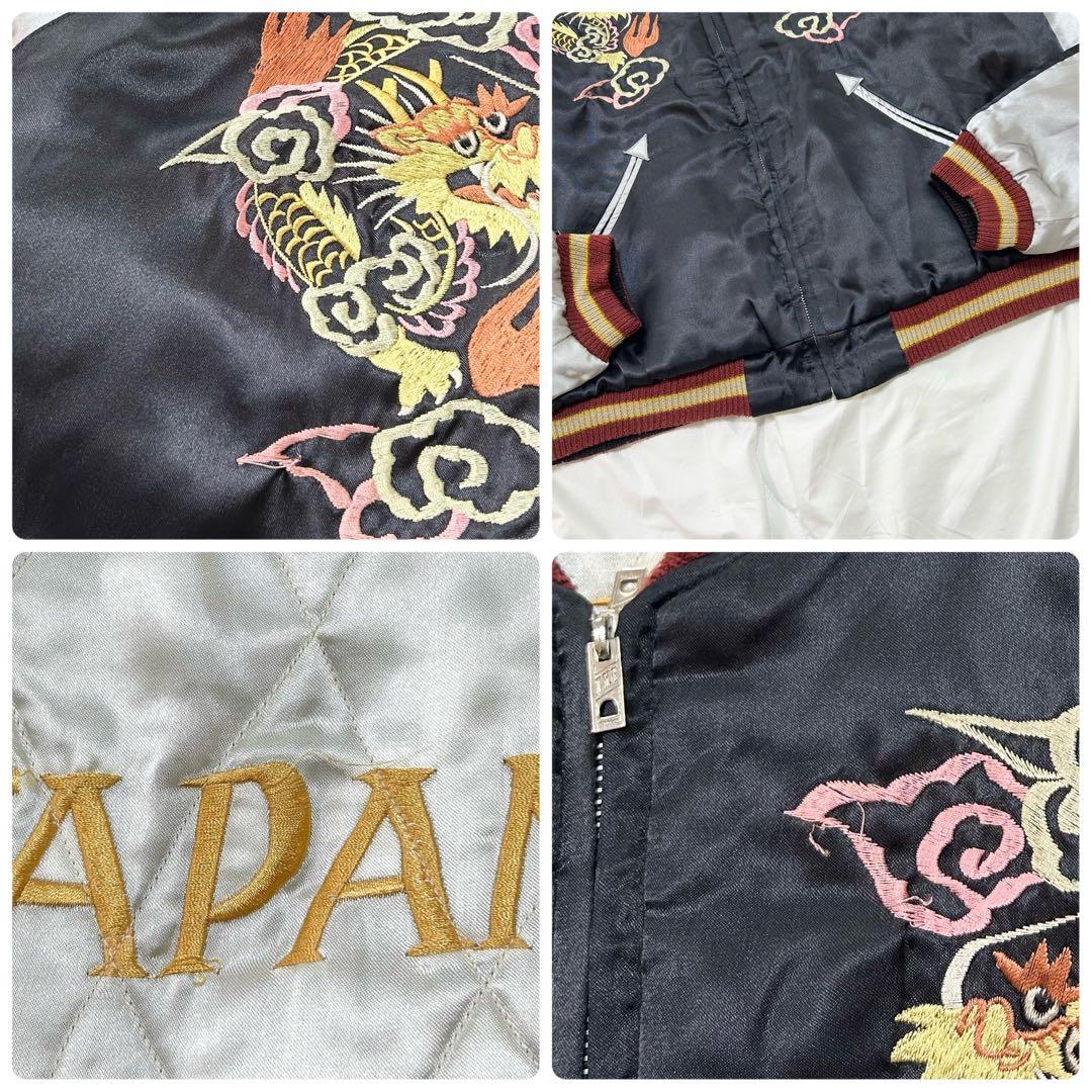 テーラー東洋 スーベニアジャケット サテン×サテンキルト 顔虎 日本地図 L