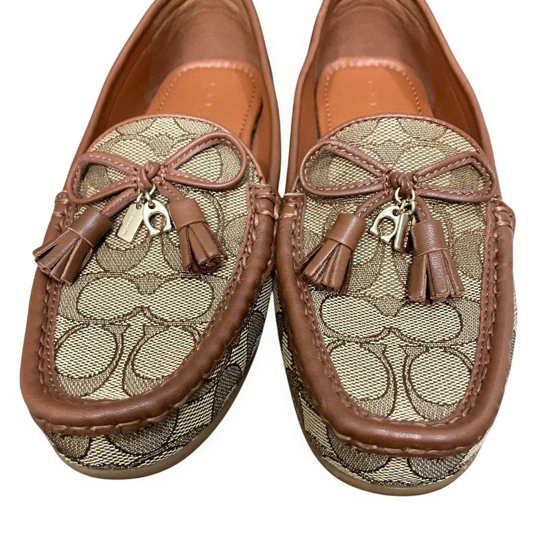 本日限定値引‼️美品‼️箱付❣️COACH モカシン ベージュ/ブラウン シグネチャー