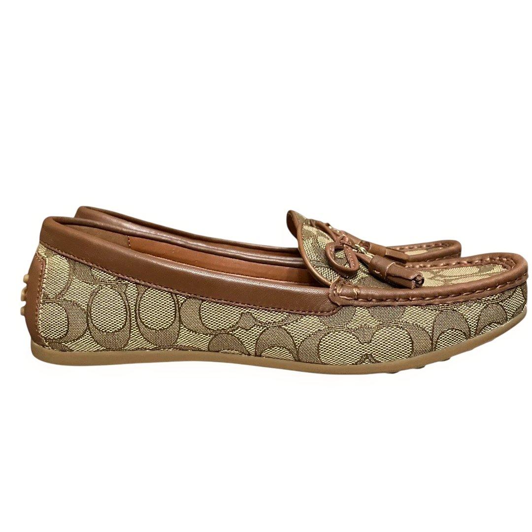 本日限定値引‼️美品‼️箱付❣️COACH モカシン ベージュ/ブラウン シグネチャー