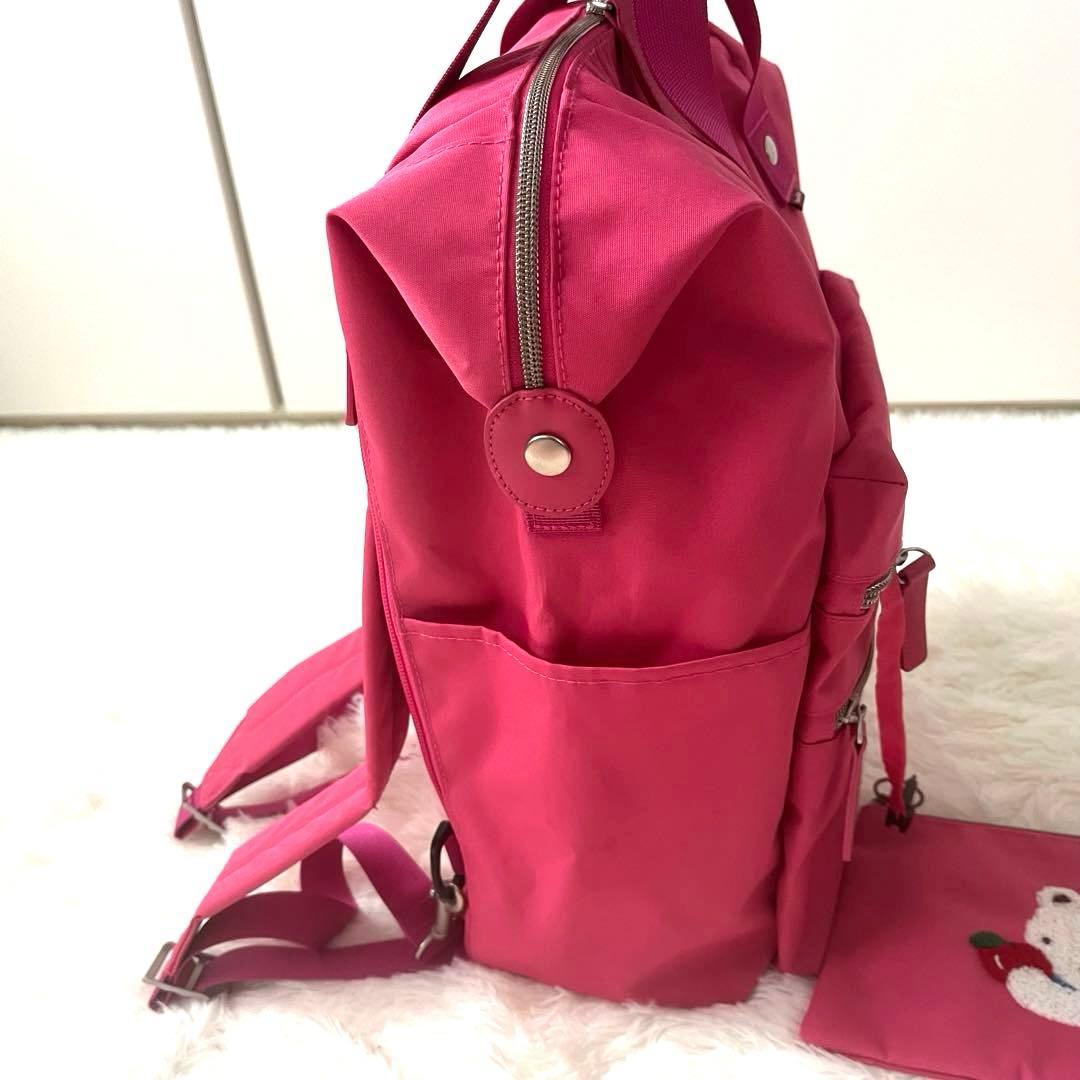 完売品　新品　ファミリア マザーズリュック 2way ピンク　ポーチ付き　くま